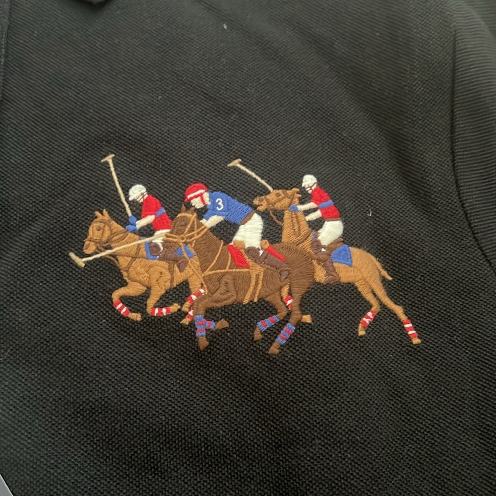 New Polo Ralph Lauren Triple Pony 3 Custom Slim Fit Black Shirt Top M - Picture 3 of 8